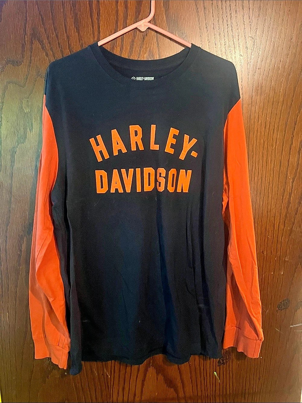 Harley-Davidson Long Sleeve Graphic Tee in Black & Orange Size XL